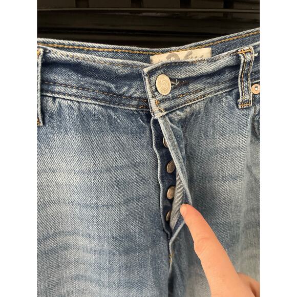 Free People Maggie Ripped Crop Baggy Jeans Size 26 Busted Knee Distressed - Picture 5 of 10